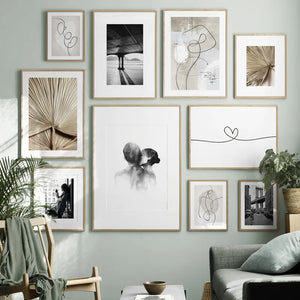 Abstrakte Linienfigur, Poster, Wandkunst, Leinwanddruck, Malerei, minimalistisches Retro-Schwarz-Weiß-Wohnkultur-Schlafzimmer-Hintergrundbilder