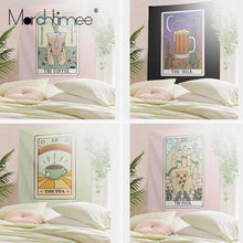 Загрузите изображение в программу просмотра галереи, Кофе Таро настенный гобелен винный кот колдовство Уиджа большой настенный гобелен Мандала ткань декор в стиле бохо настенная ткань гобелены