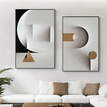 Carica l&#39;immagine nel visualizzatore della Galleria, Moderno astratto geometrico Wall Art Canvas Painting Nero Bianco Stile industriale Stampa poster Immagini a parete per la decorazione del soggiorno