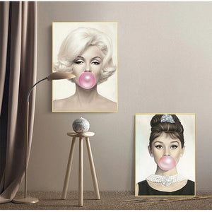 Impresiones de imágenes de pared para decoración para sala de estar, carteles nórdicos de pintura sobre lienzo para pared Retro de burbujas para mujer y chica sexi