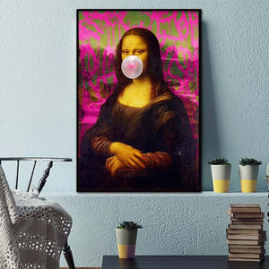 Nordic Style Mona Lisa White Bubble Gum Poster Wall Art Canvas Prints Painting Modular Pictures Living Room Modern Home Decor