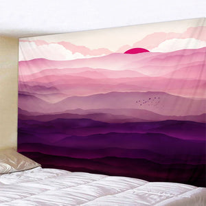 Style japonais tapisserie murale abstraite peint baleine coucher de soleil montagne forêt Hippie Mandala tapisserie paysage tenture murale tapis