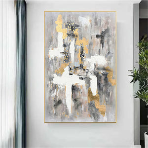 100%Hand-painted oil painting Modern abstract gold leaf art Nordic wall painting family living room wall decor painting Frameles