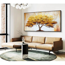 Load image into Gallery viewer, Big money tree picture for home wall decoration pure hand drawn acrylic oil painting on canvas poster for living room sofa decor