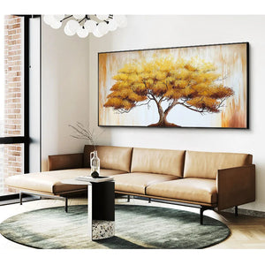 Big money tree picture for home wall decoration pure hand drawn acrylic oil painting on canvas poster for living room sofa decor