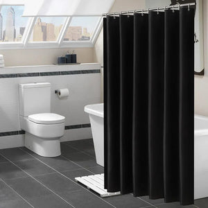 Cortina de ducha negra moderna, cubierta de baño impermeable a prueba de moho, cortina para bañera de baño sólida gruesa con ganchos para decoración del hogar