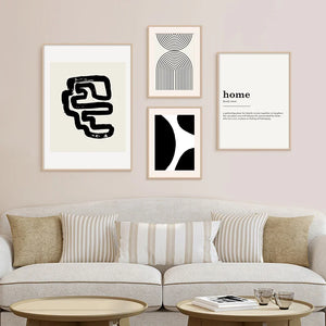 Póster nórdico minimalista abstracto de línea blanca y negra, cuadro sobre lienzo para pared, imágenes para decoración para sala de estar