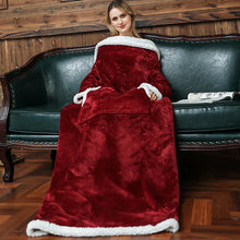 Carica l&#39;immagine nel visualizzatore della Galleria, Coperta per divano scozzese Coperta invernale calda morbida indossabile in pile ponderata con maniche Coperta TV lunga pigra in peluche spessa da viaggio