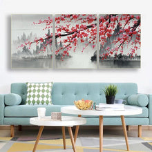 Load image into Gallery viewer, 3 Panel Chinese Style Plum Wall Art Canvas Painting Modern Home Decoration Abstract Landscape Posters Prints For Living Room
