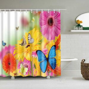 Cortina de ducha impermeable con estampado de hojas, cortina de baño de tela de poliéster, decoración geométrica para el baño del hogar, cortinas de ducha con 12 ganchos