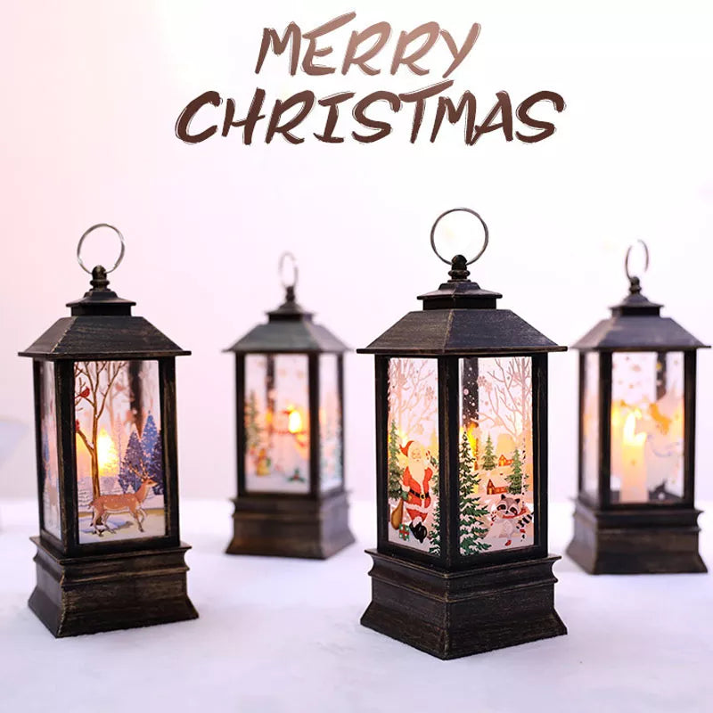 New Christmas Lantern Old Man Snowman Elk Retro Hanging Candle Holder Christmas Tree Decoration Christmas Gift Home Decoration