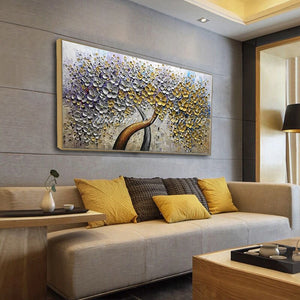 Mintura Art Handpainted Thick Texture Tree Flower Oil Painting On Canvas,Modern Abstract Wall Decorative Picture For Living Room