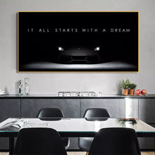 Charger l&#39;image dans la galerie, Décoration de la maison, citation de réussite, affiche de motivation, image imprimée, Art mural HD, voiture inspirante, Style nordique, peinture sur toile, décor