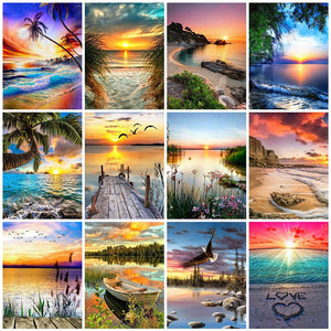 5D Diamond Painting Scenery Sunset Embroidery Sale Needlework Mosaic Rhinestones Pictures Home Decor