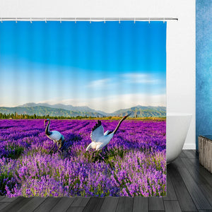 Rideaux de douche imprimés en 3D, paysage de fleurs, violet, lavande, décoration de salle de bains, ensemble de tissu Polyester imperméable