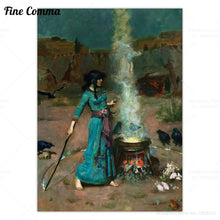 Load image into Gallery viewer, Vintage Painting Poster The Magic Circle John William Waterhouse Witch Wall Art Canvas Print Wiccan Art Pagan Occult Art Picture