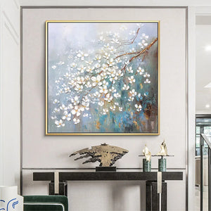 Beaautiful Plum blossom flowers picture pure handmade acrylic oil painting on canvas for living room sofa bedroom no framed