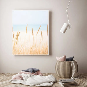 Coastal Wall Art Canvas Painting Pastel Beach Landscape Posters and Prints Pampas Grass Wall Pictures for Living Room Home Decor