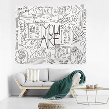 Cargar imagen en el visor de la galería, Tapices estampados sencillos y combinados con letras en blanco y negro, decoración para el hogar y la sala de estar, outlet de fábrica