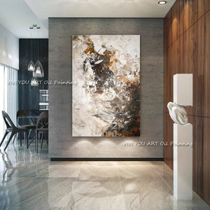100% Handmade New Abstract Large Borwn Thick Knife Oil Painting On Canvas Wall Art Pictures For Living Room Decoration