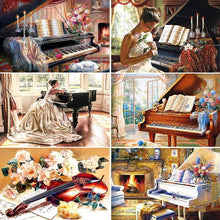 Carica l&#39;immagine nel visualizzatore della Galleria, HUACAN Pittura Diamante 5D Piazza Piena di Pianoforte Diamante Ricamo Kit Arte Paesaggio Floreale Decorazione della Casa