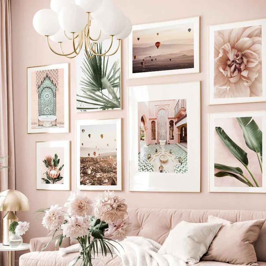 Heißer Luft Ballon Blume Blatt Pflanze Wand Kunst Leinwand Malerei Marokko Nordic Poster Und Drucke Wand Bilder Für Wohnzimmer decor