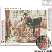 Carica l&#39;immagine nel visualizzatore della Galleria, HUACAN Pittura Diamante 5D Piazza Piena di Pianoforte Diamante Ricamo Kit Arte Paesaggio Floreale Decorazione della Casa