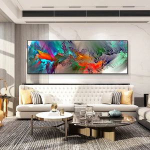Pósteres abstractos de nube azul y púrpura de tamaño grande, cuadro sobre lienzo para pared, decoración del hogar para sala de estar, sin marco