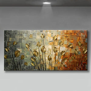 Frameless Hand-painted Abstract Oil Painting modern Thick oil Knife white flowers on Canvas Pictures wall Art  Home Decor