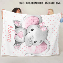 Carica l&#39;immagine nel visualizzatore della Galleria, LVYZIHO Coperta per bebè Nome personalizzato Chic Flower Elephant Coperta per bambina / ragazzo-30x40/48x60/60x80 pollici - Coperta in pile di flanella