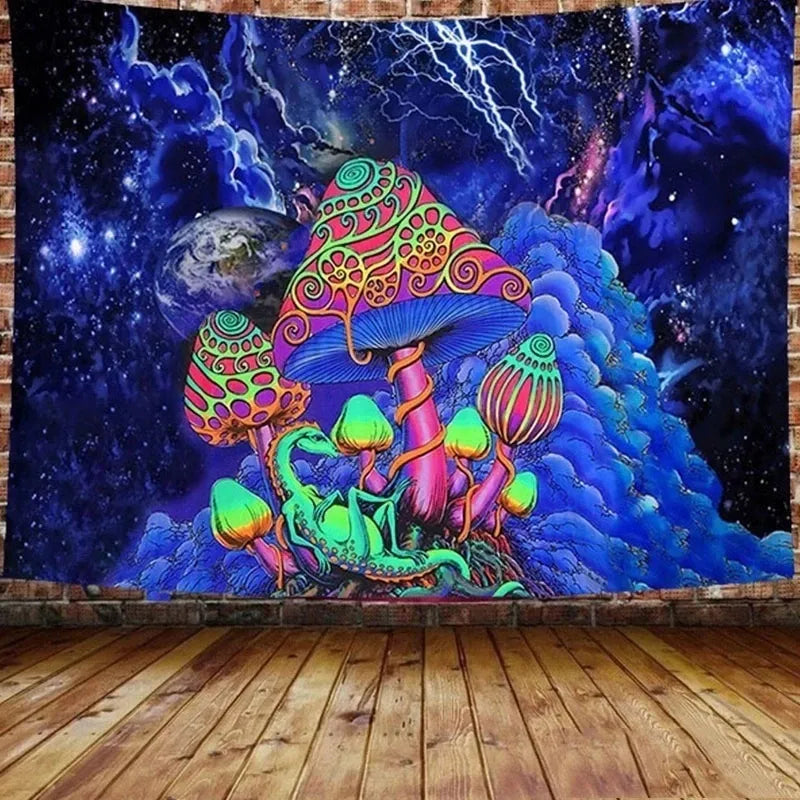 Tapiz de setas con estampado 3d, Tapiz de arte ilusorio, Tapiz de arte colorido Hippie, Tapices para colgar en la pared, decoración de cabecera del hogar