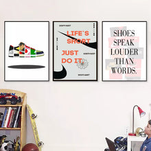 Carica l&#39;immagine nel visualizzatore della Galleria, Sneaker Box Wall Art Poster Tela Pittura Ragazzi Regali Moda moderna Sneakerhead Citazione Stampe Immagini murali Home Room Decor