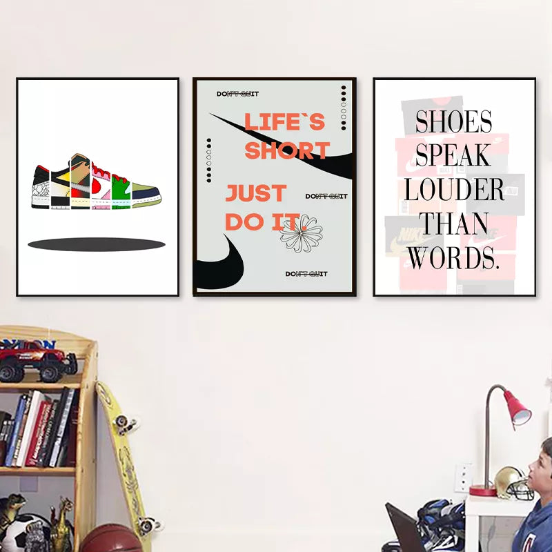 Affiche d'art mural avec boîte de baskets, peinture sur toile, cadeaux pour garçons, mode moderne, citation de Sneakerhead, imprimés, images murales, décor de chambre à coucher