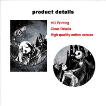 Загрузите изображение в программу просмотра галереи, Мультфильм Манж Хэллоуин Рождество аниме Джек и Салли Холст Картина Плакат Настенная картина Гостиная Домашний Декор Куадрос