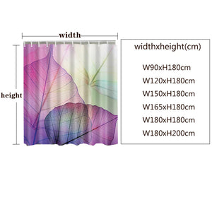Wasserdichter Duschvorhang, Blätter, bedruckter Badvorhang, Polyesterstoff, geometrische Heimbad-Dekoration, Duschvorhänge mit 12 Haken