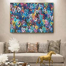 Carica l&#39;immagine nel visualizzatore della Galleria, Love Hearts Graffiti Banksy Wall Art Canvas Painting Poster e stampe Immagini murali astratte per la decorazione del soggiorno