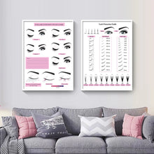 Cargar imagen en el visor de la galería, Guía de extensión de pestañas, póster impreso, forma de extensión de pestañas, cuadro sobre lienzo para pared del salón de belleza, decoración, imagen de técnico de pestañas