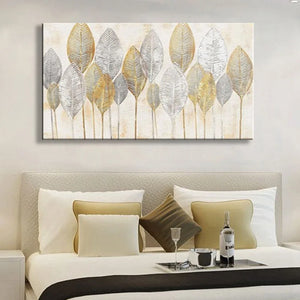 Hot sale 100% Handmade canvas oil painting gold and silver leaf hanging picture for living room bedroom no framed