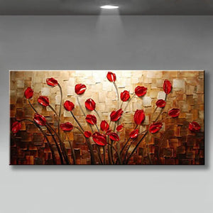 Frameless Hand-painted Abstract Oil Painting modern Thick oil Knife white flowers on Canvas Pictures wall Art  Home Decor