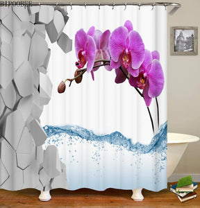 Bunte Tulpe Lotus Blumen Bäume Duschvorhang Badezimmer Vorhänge Natur Blume wasserdicht Polyester Stoff Badewanne Dekor