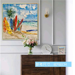 Decoracion hogar moderno beautiful scenery wall painting thick oil Hand drawn abstarct sea landscape canvas picture for bedroom