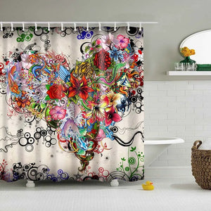 Rideau de douche Mandala indien, imprimé de fleurs, rideaux de salle de bains géométriques bohème, tenture murale de douche, rideaux de douche géométriques