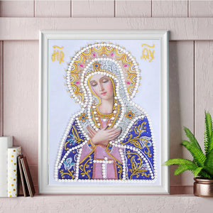 Madonna DIY 5D-Diamantgemälde, speziell geformt, Teilbohrer, Kreuzstich-Set, Diamant-Mosaik, Madonna, Heim- und Raumdekoration