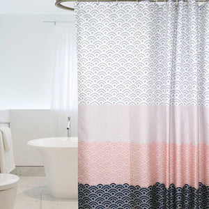 Cortina de ducha nórdica, cortinas de baño de bloques de Color geométrico, patrón Wifi, cortina de baño impermeable, ganchos Extra grandes y anchos de 12 Uds.