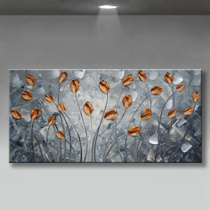 Frameless Hand-painted Abstract Oil Painting modern Thick oil Knife white flowers on Canvas Pictures wall Art  Home Decor