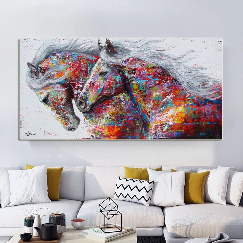 Cuadros de caballos desinteresados ​​para pared, lienzo, pintura de animales, decoración para sala de estar, impresiones de arte abstracto moderno, carteles, decoración del hogar