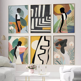 Abstrakte Afrikanische Frau Blume Blätter Wand Kunst Leinwand Malerei Nordic Poster Und Drucke Wand Bilder Für Wohnzimmer Wohnkultur