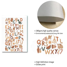 Загрузите изображение в программу просмотра галереи, Бохо детская ABC Алфавит плакат настенная живопись на холсте печать изображения для игровой комнаты новый подарок для маленьких девочек детская комната украшение дома