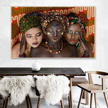 Carica l&#39;immagine nel visualizzatore della Galleria, Tradizionale donna africana donne nere tela pittura poster stampa stile nazionale immagine arte della parete soggiorno decorazioni per la casa Cuadro