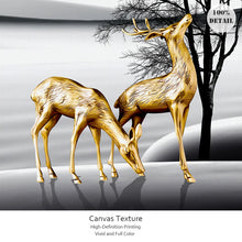 Carica l&#39;immagine nel visualizzatore della Galleria, Paesaggio moderno Poster Nero Giallo Pietra Barca Cervo Wall Art Tela Pittura Nordic Stampa Immagini murali Decorazione del soggiorno